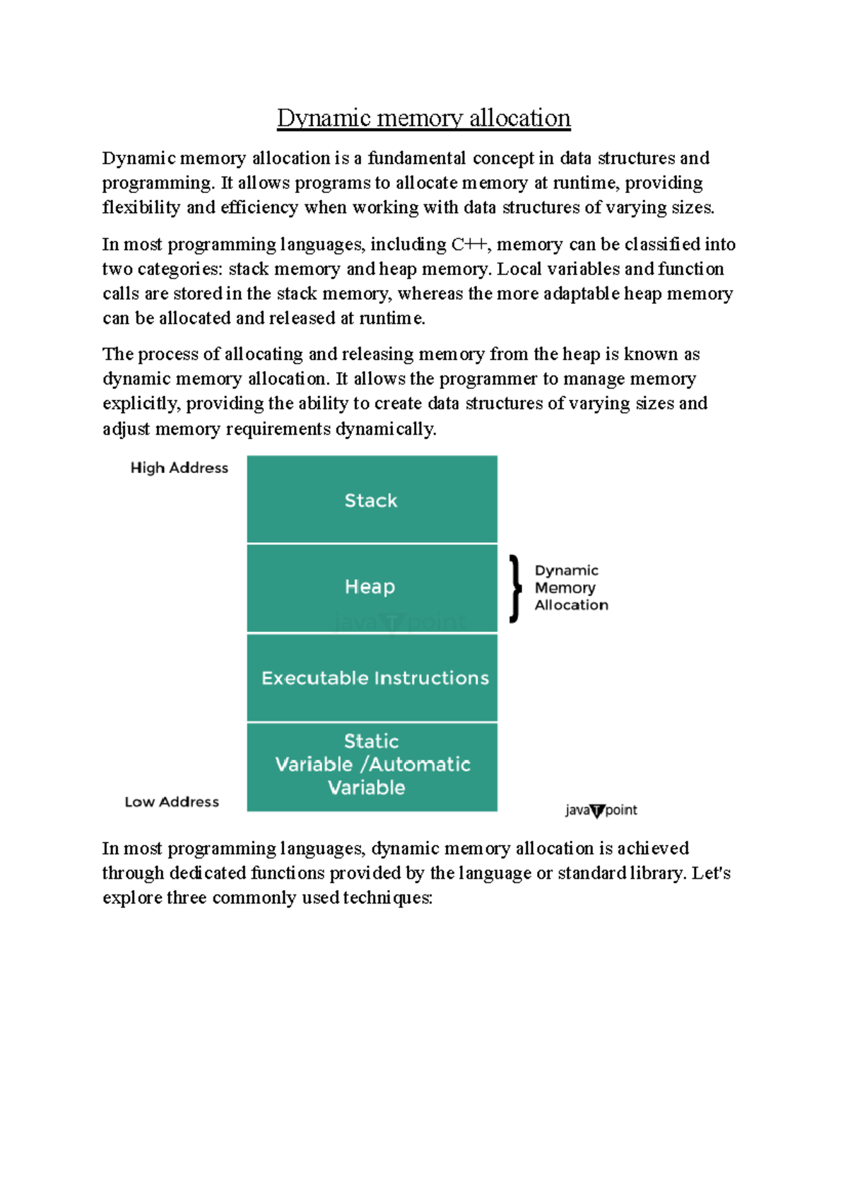 Dynamic Memory Allocation in Data Structures: Concepts & Techniques ...