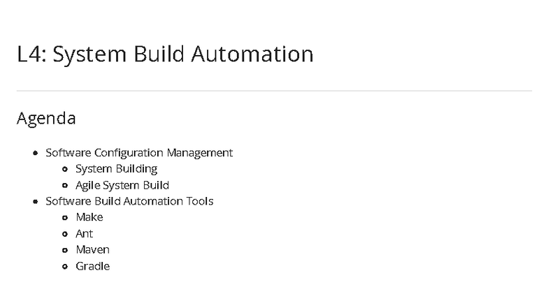 L4: System Build Automation & Configuration Management in Agile - Studocu