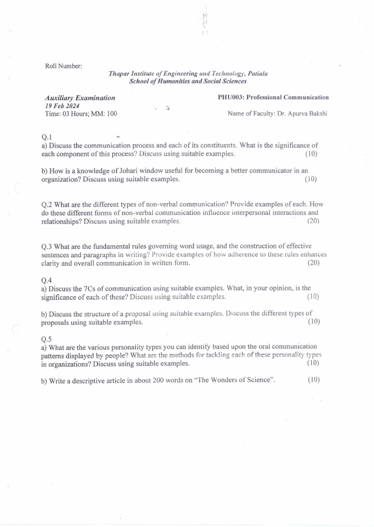 PHU003: Professional Communication Auxiliary Exam Notes - Feb 2024 ...