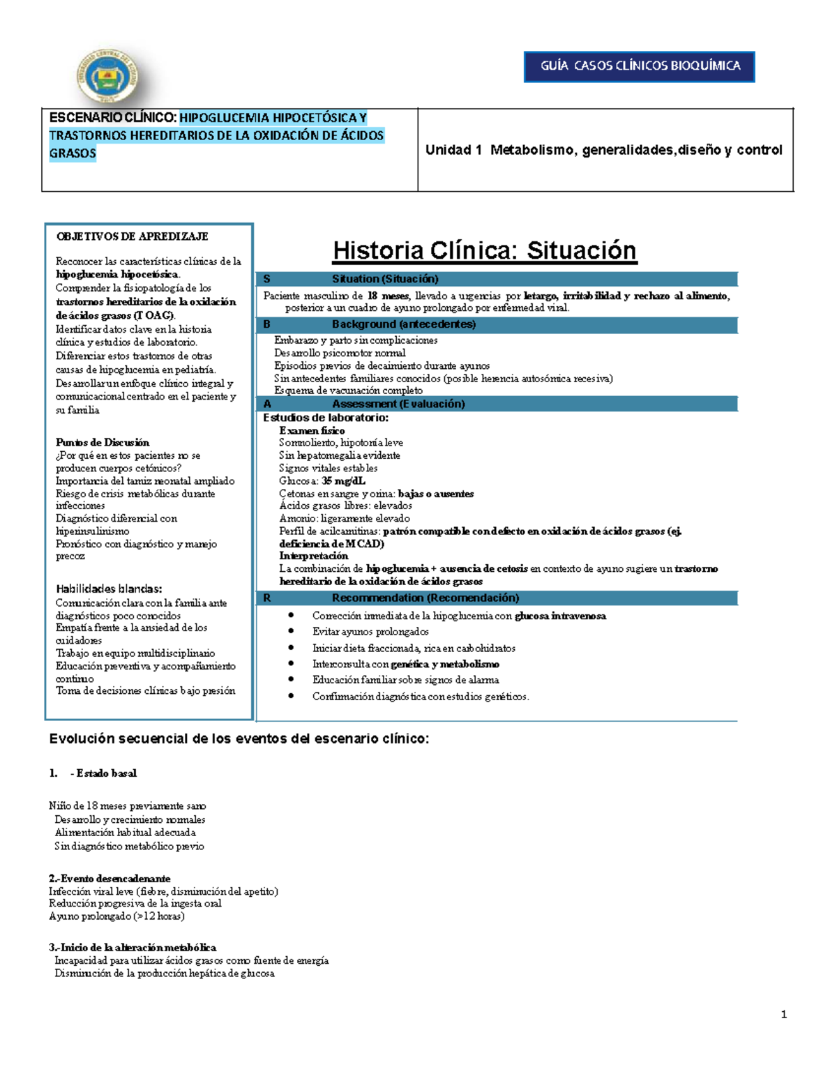 GUÍA CASOS CLÍNICOS BIOQUÍMICA II: HIPOGLICEMIA HIPOCETÓSICA Y TOAG ...
