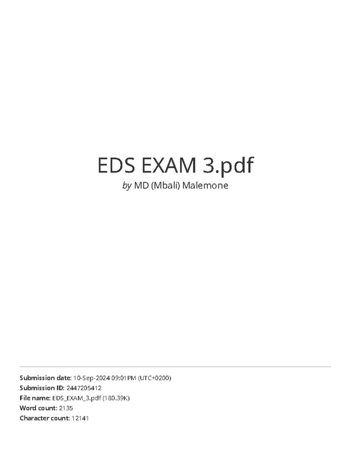 EDS%20EXAM%203 - Education and management - EDS EXAM 3 by MD (Mbali ...