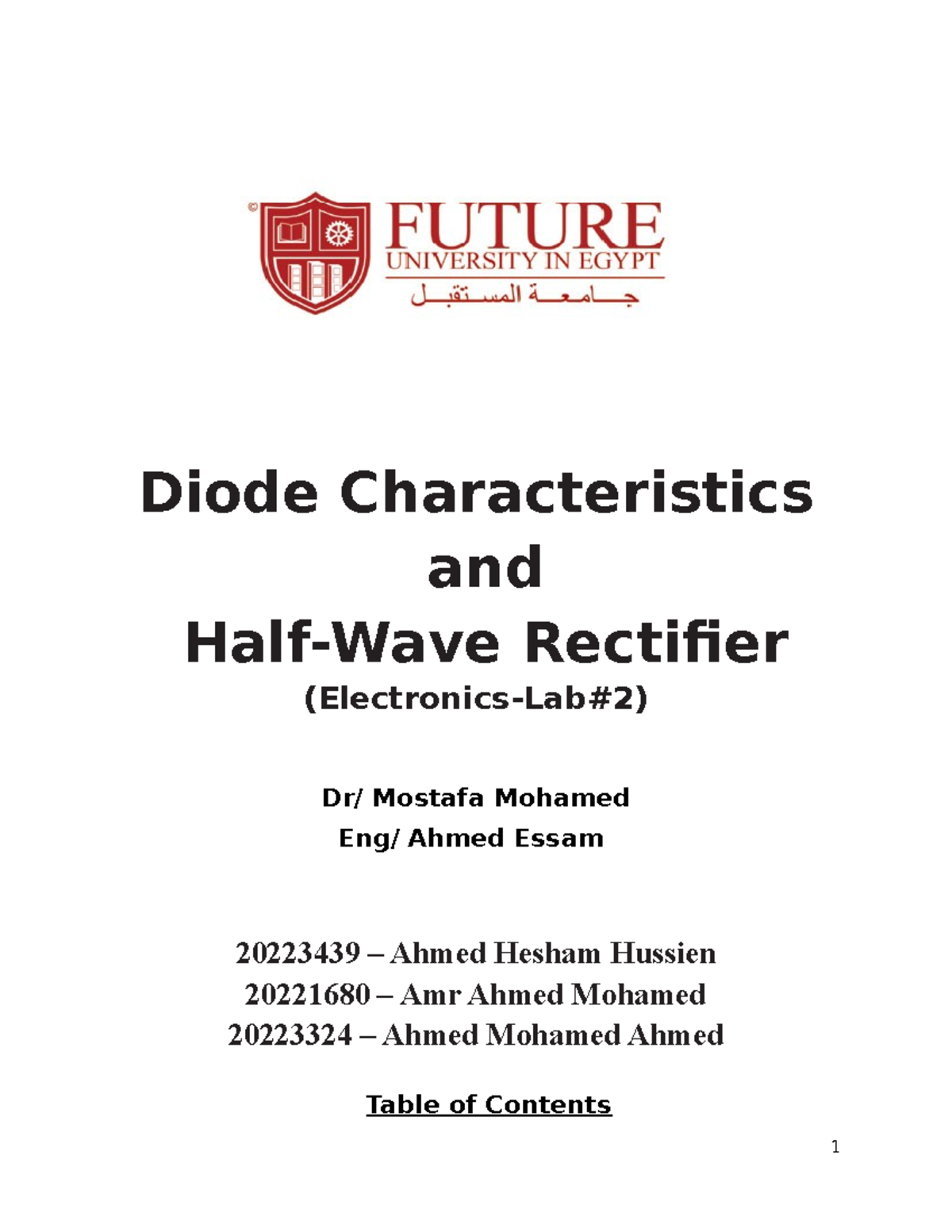 Report lab electronicssemifinal - Diode Characteristics and Half-Wave ...
