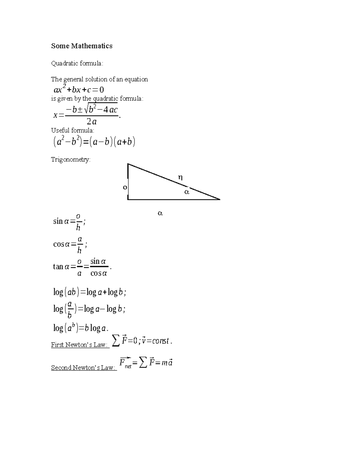 Final Exam Review: Equations & Concepts for Course Code 2022 - Studocu