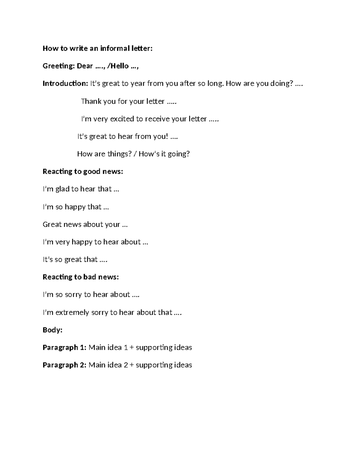 How to Write an Informal Letter: A Guide - Studocu