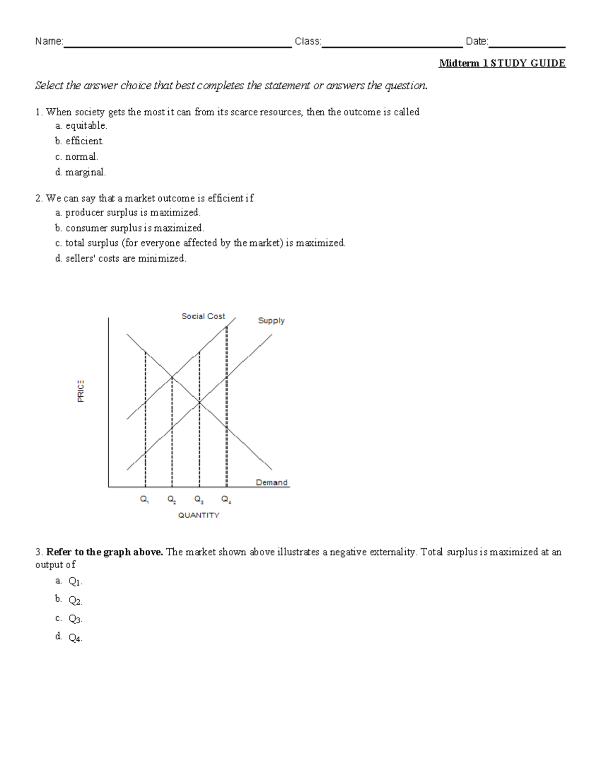 Midterm 1 Study Guide for Economics (ECO101) - Studocu