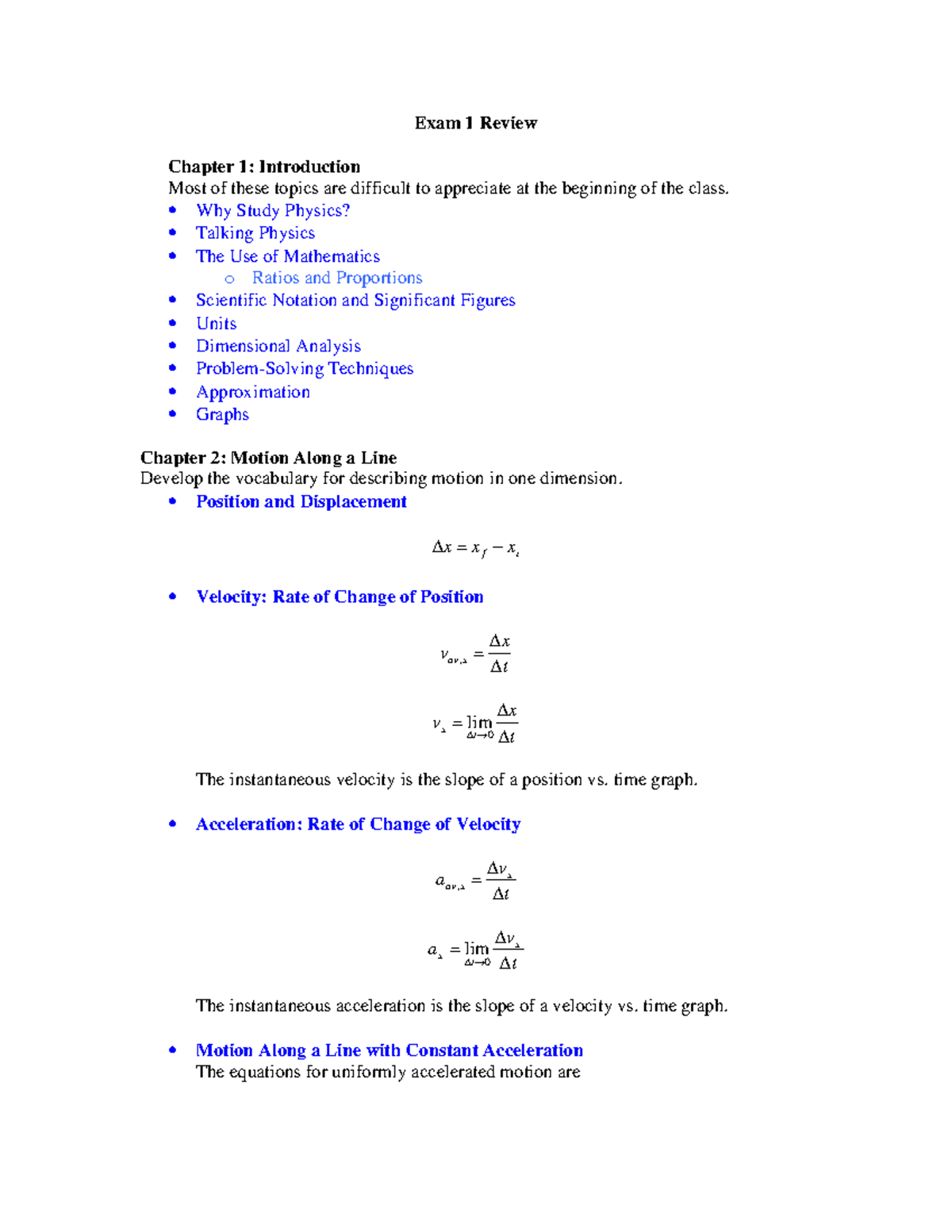 Exam 1 Review - Summary of Extended Physics 2 Concepts - Studocu