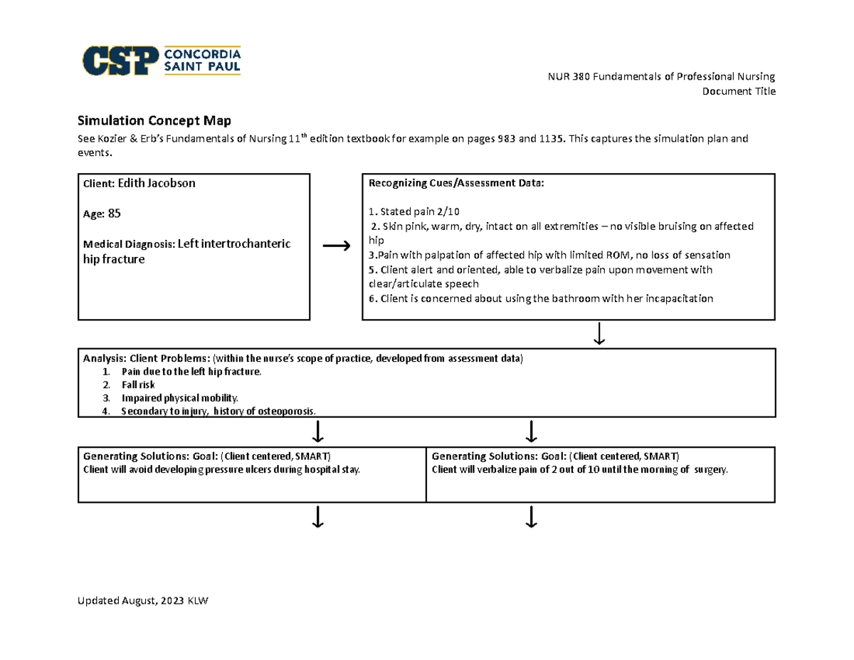 NUR380 Simulation Concept Map for Client Care Planning - Studocu
