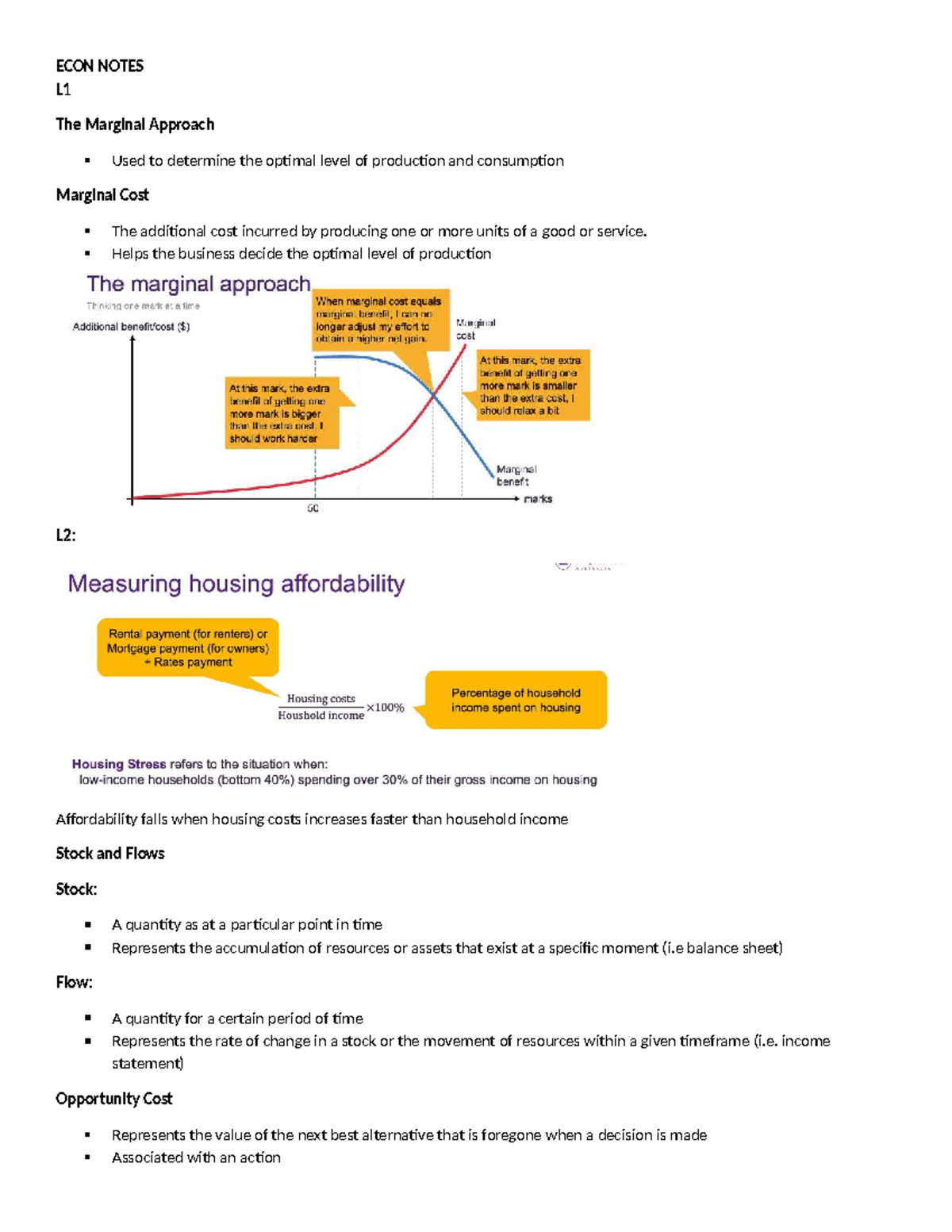 ECON 101 OPEN BOOK NOTES: Key Concepts in Marginal Analysis and Market ...