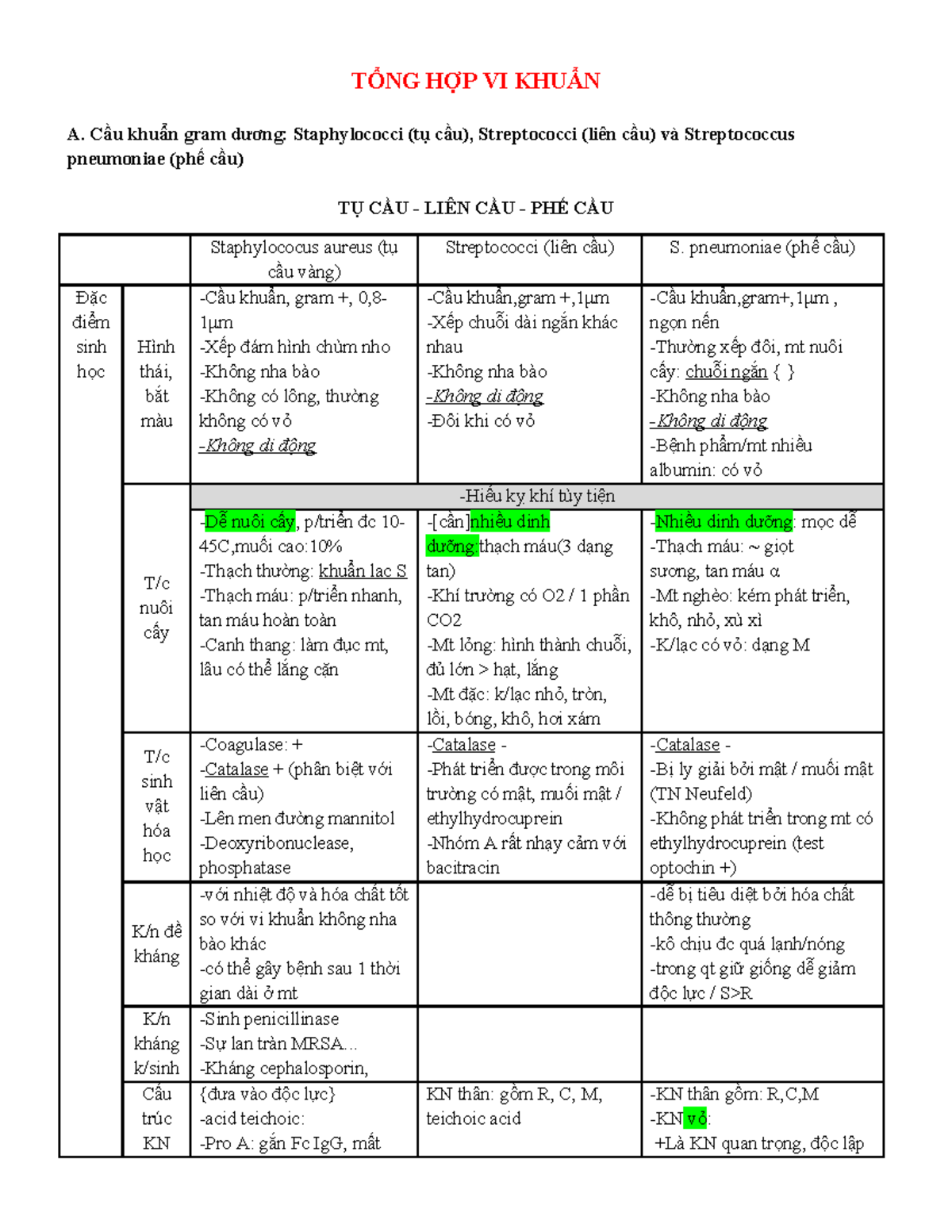 Bảng Tổng Hợp Vi Khuẩn: Đặc Điểm và Phân Loại Các Loại Vi Khuẩn - Document Preview