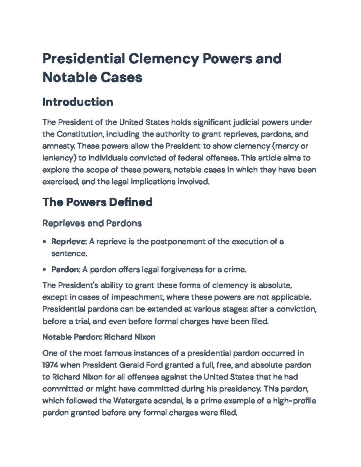 Presidential Clemency Powers: Notable Cases and Legal Implications ...