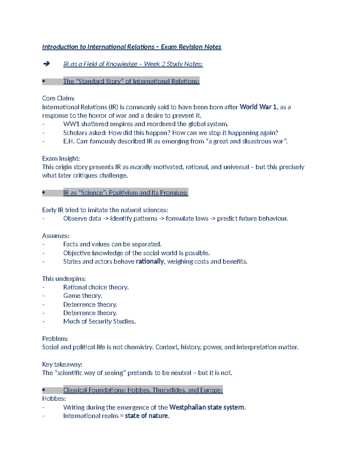 International Relations Exam Revision Notes: Key Concepts & Theories ...