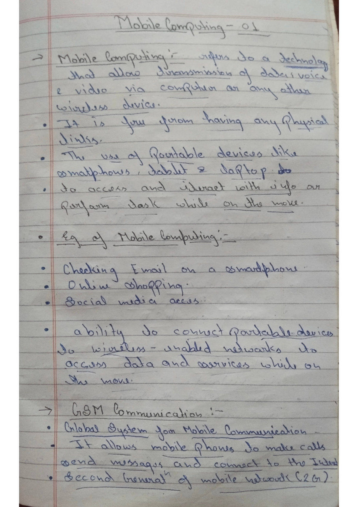 Mc-1 - Notes - Mobile Computing 01 Mobile Computing refers to a ...