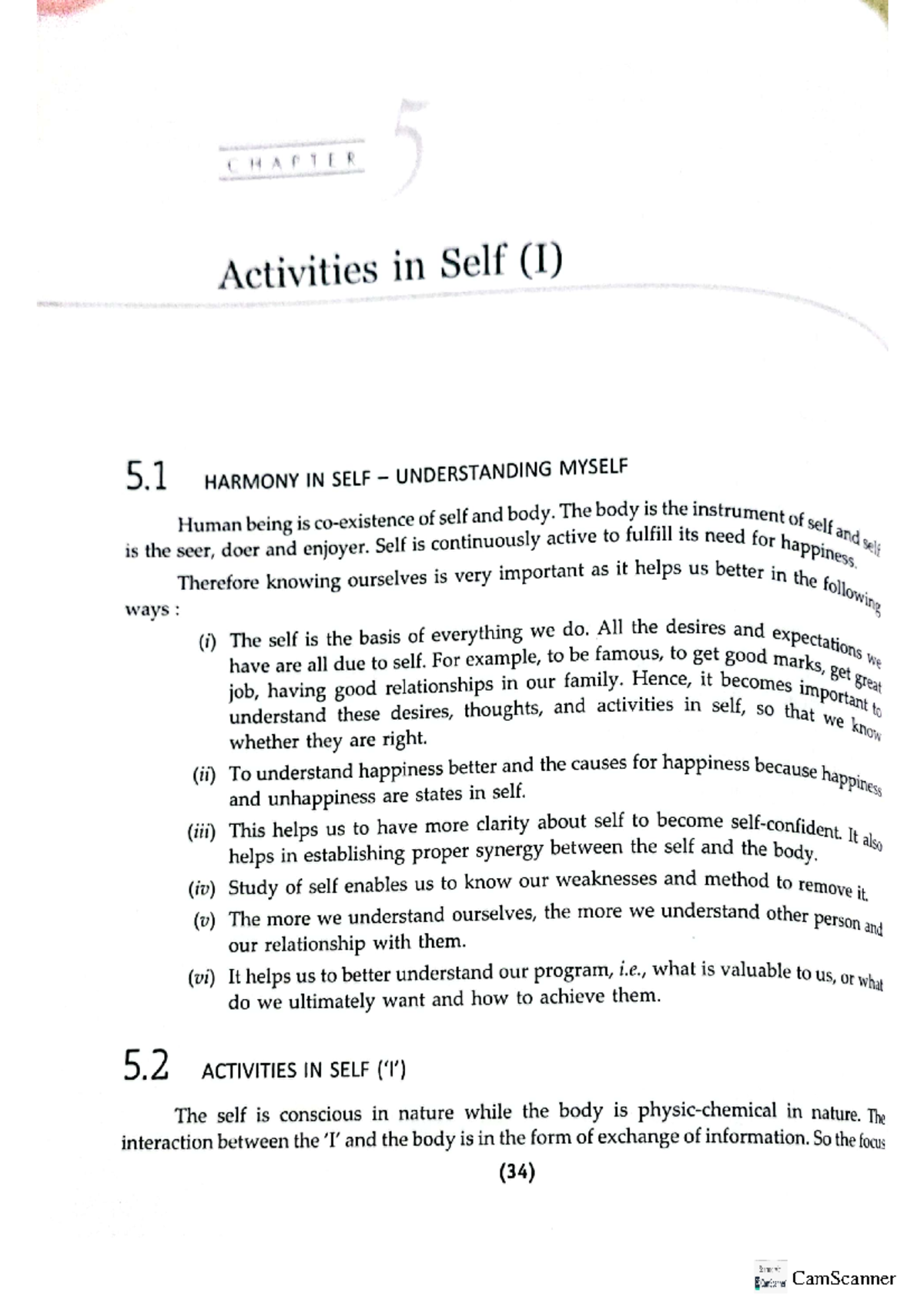 Uhv 2 - universal human values- 2 notes - Activities in Self (I) 5 ...