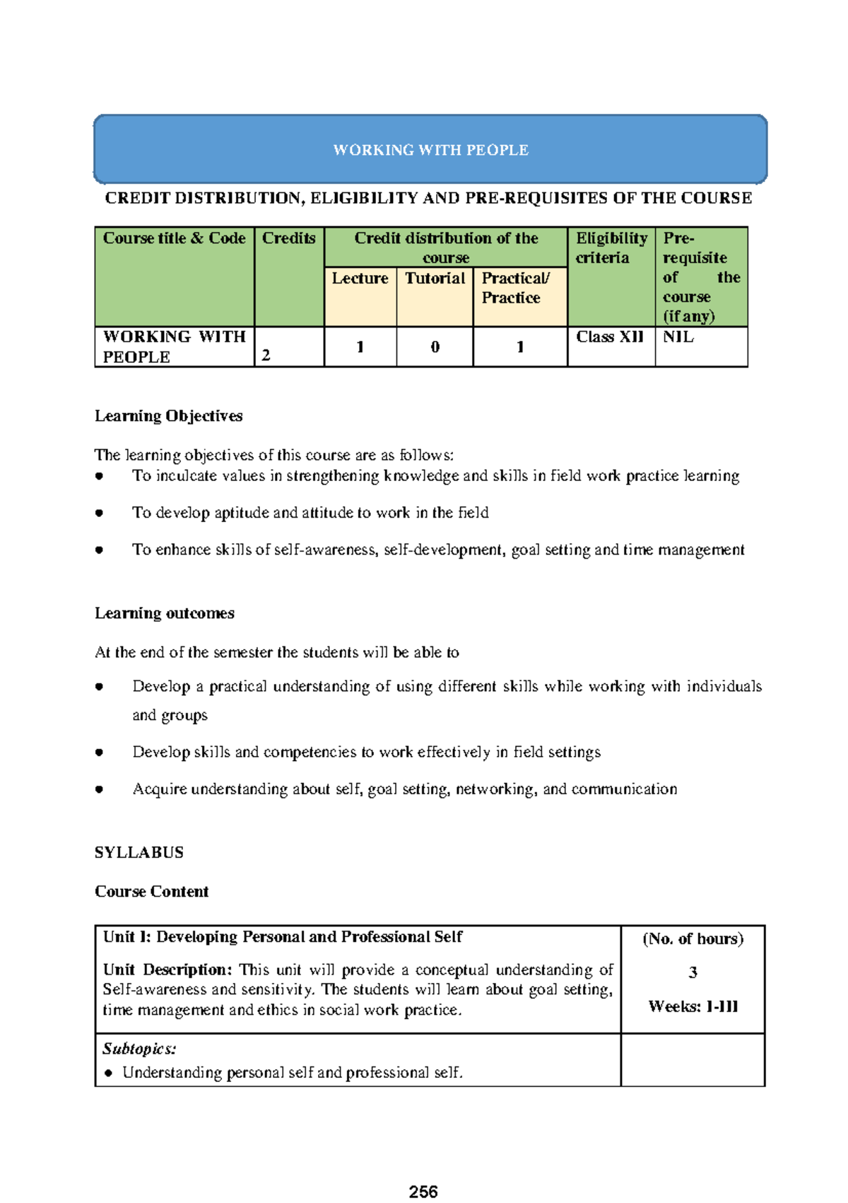 Working with People Syllabus (Course CODE: WORK 256) - Studocu