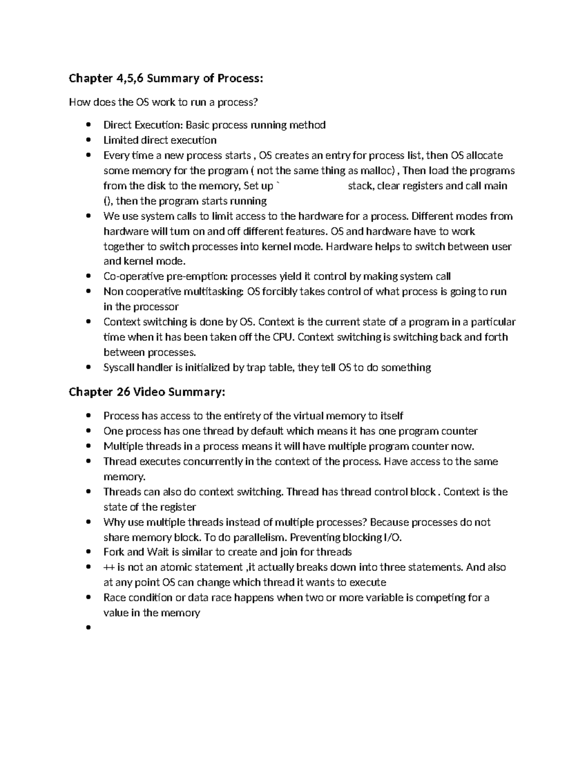 WEEK1Notes - Week 1 class note - Chapter 4,5,6 Summary of Process: How ...