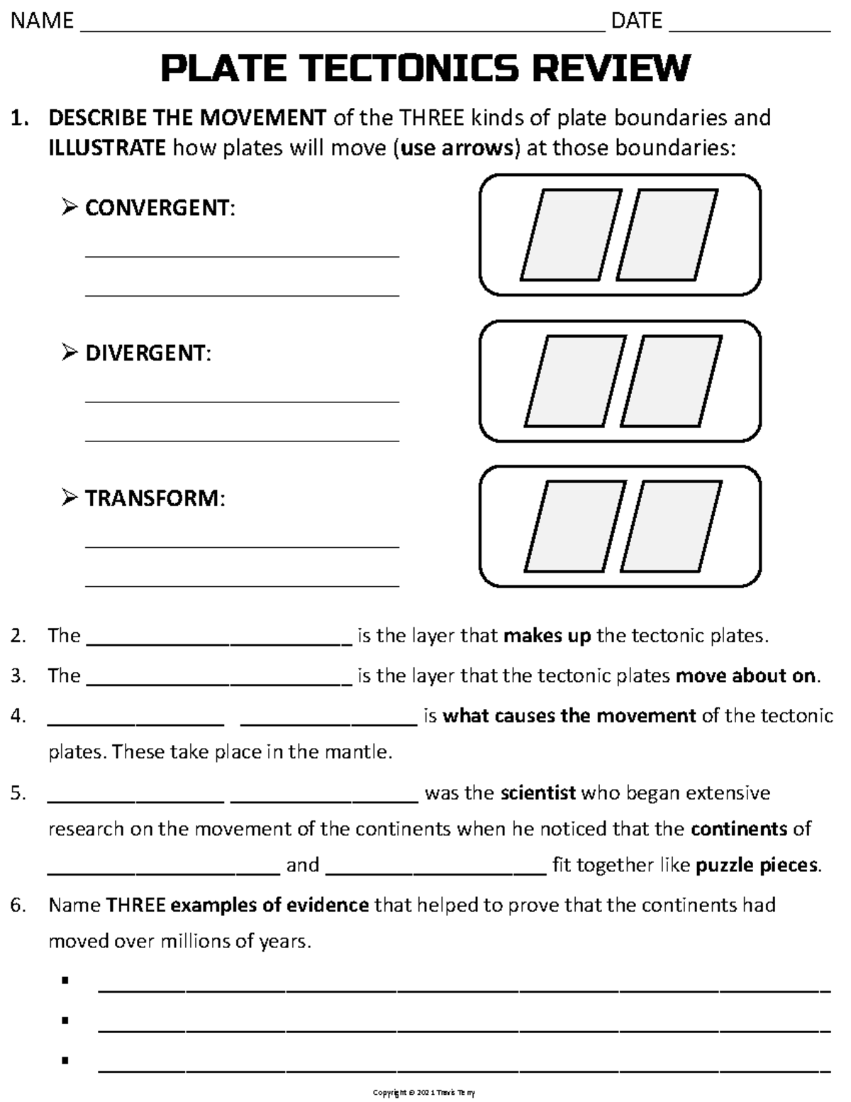04 Plate Tectonics Review: Boundaries & Continental Drift Evidence ...