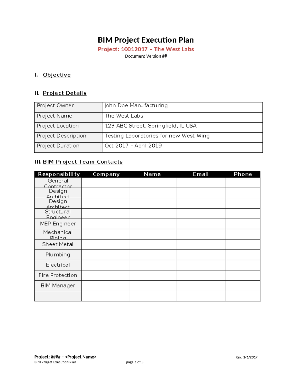 BIM Project Execution Plan (BPI) for The West Labs Project - Studocu