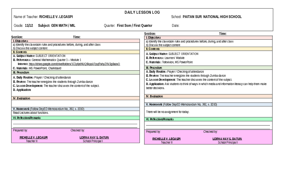 GEN MATH MIL Daily Lesson Plan - First Quarter - Studocu