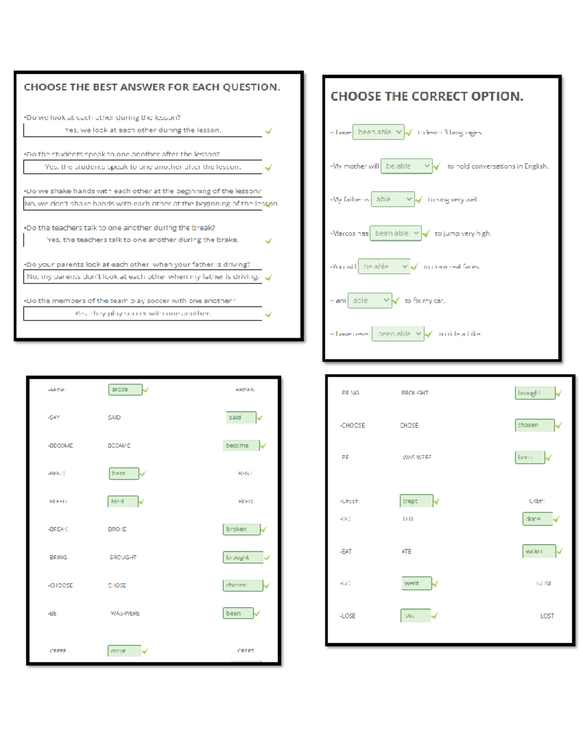 Modulo 4 Módulo De Inglés Completo Choose The Best Answer For Each