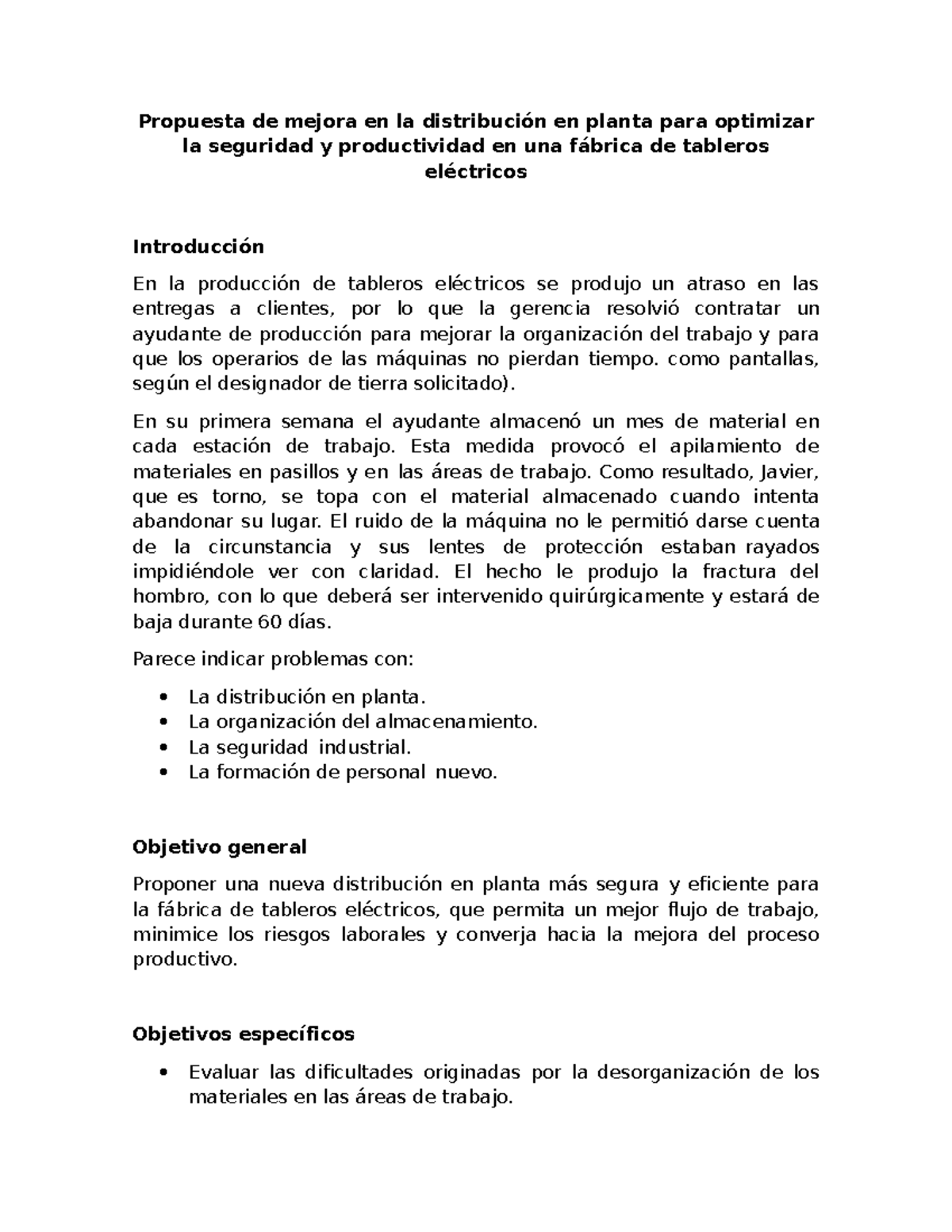 Propuesta de Mejora en la Distribución en Planta para Seguridad y ...