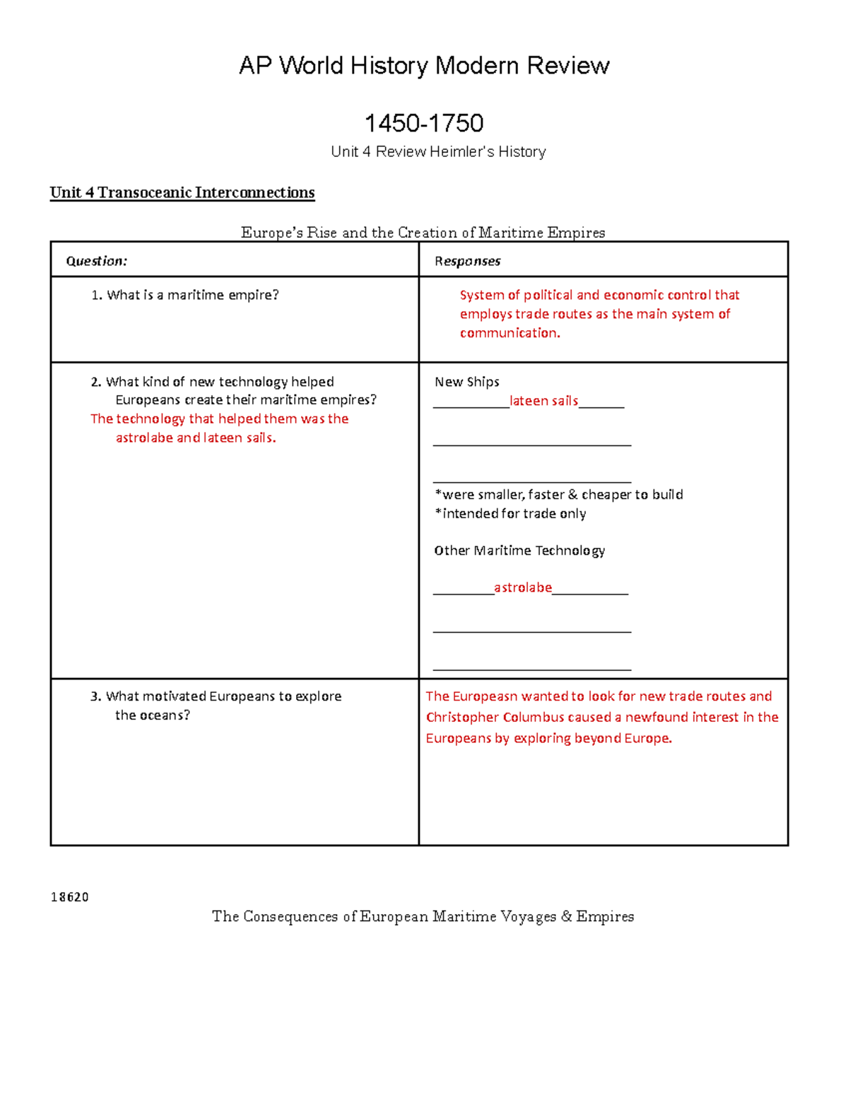 Unit 4 Review Heimler - Assignment - AP World History Modern Review ...