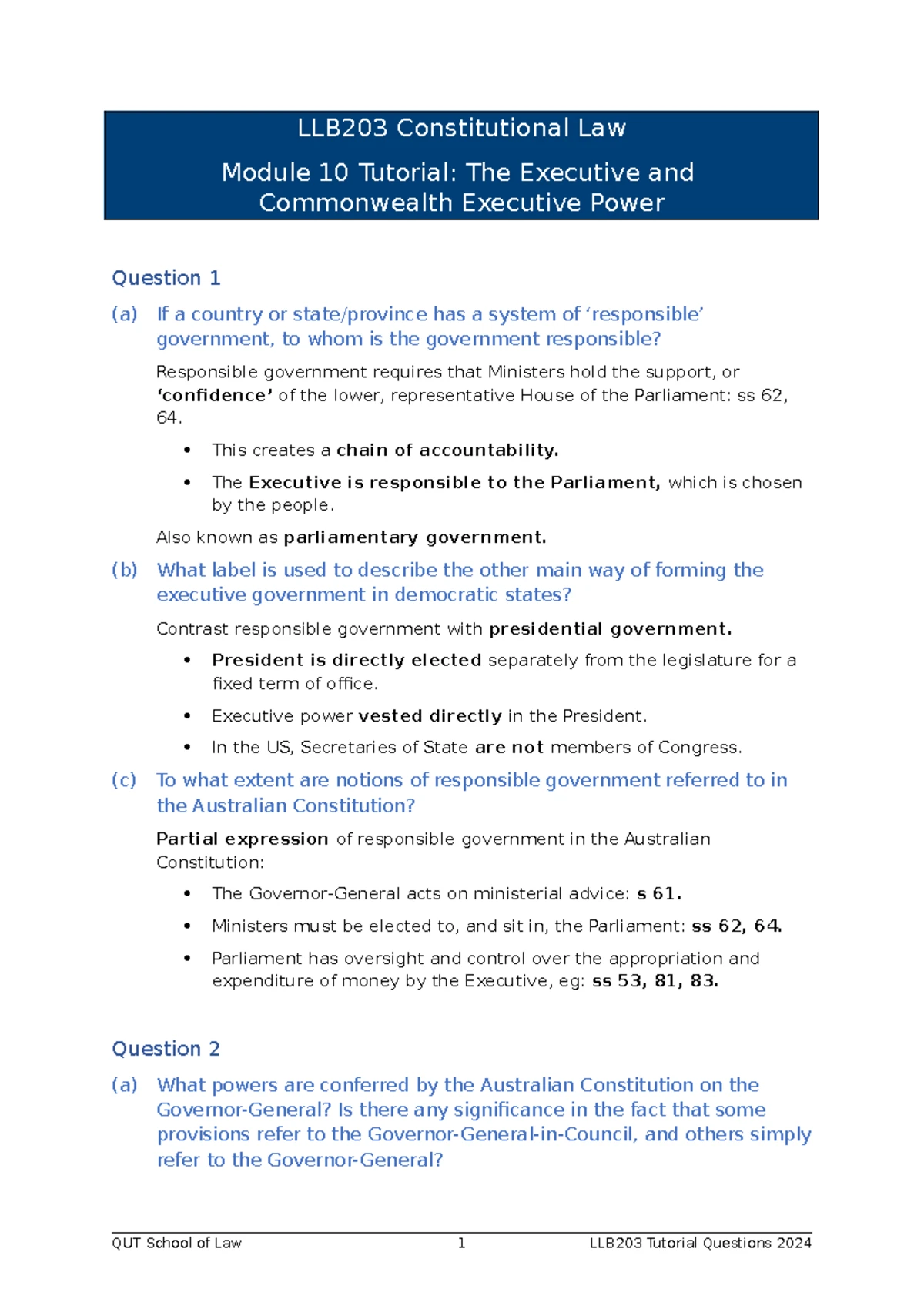 LLB203 Module 4 Tutorial Questions on International Powers Analysis ...