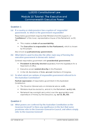 LLB203 Module 4 Tutorial Questions on International Powers Analysis ...