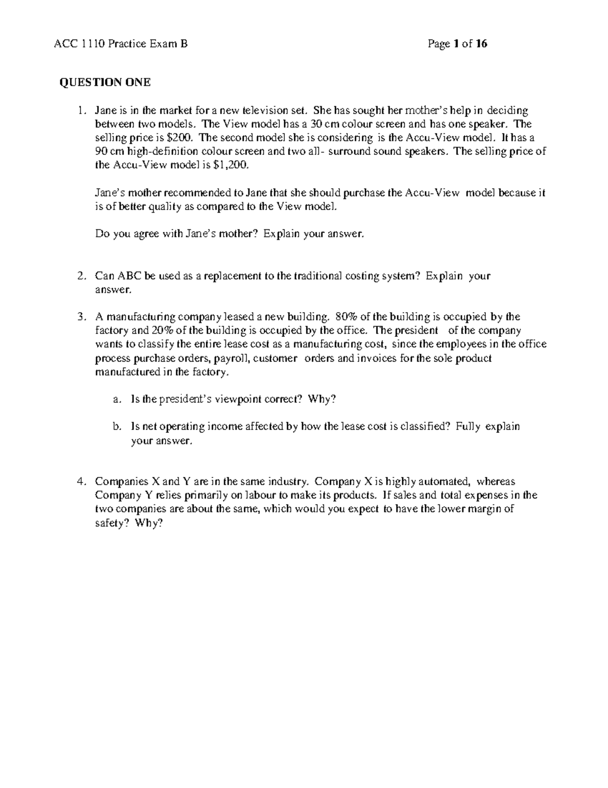 ACC 1110 Midterm Practice Exam B 2018: Questions & Answers Guide - Studocu