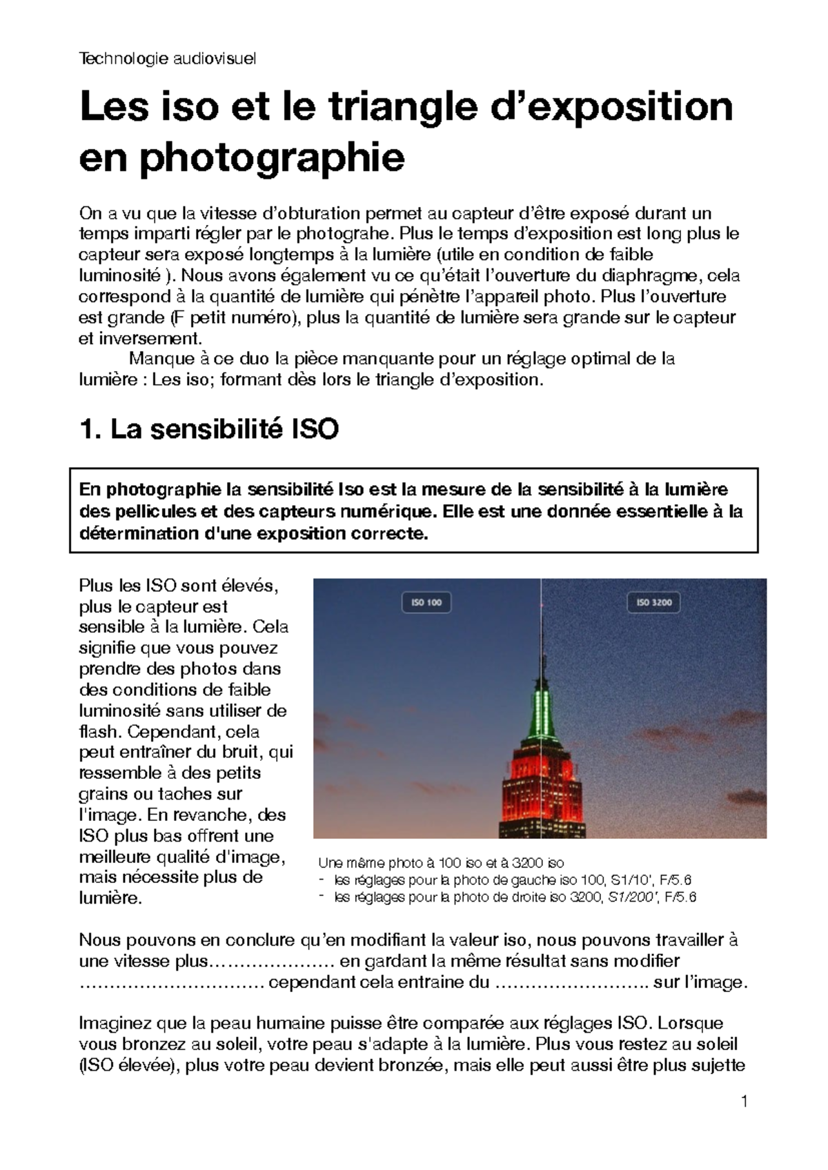ISO et Triangle d'Exposition en Photographie - Technologie ...