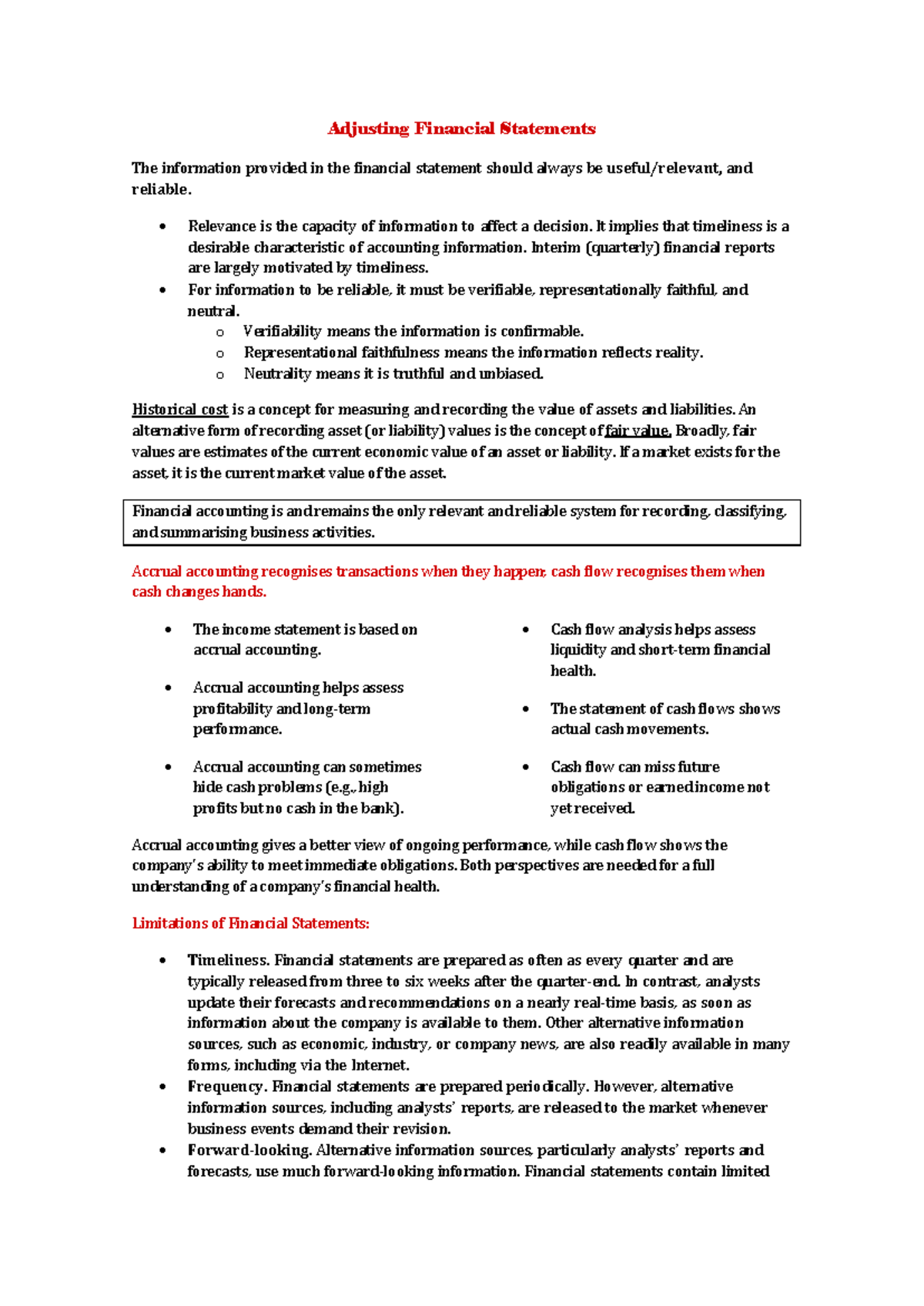 Adjusting Financial Statements: Key Concepts and Analysis - Studocu