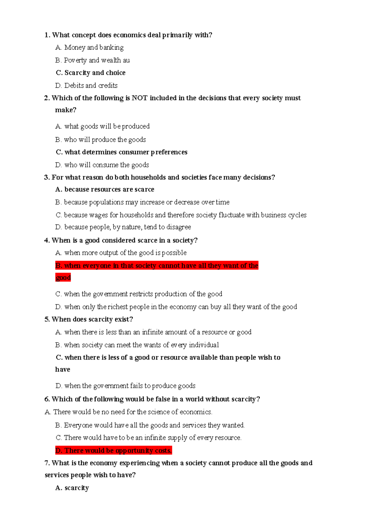13 MCQs on Economics Concepts - Chapter 1 - Bài Tập - Studocu
