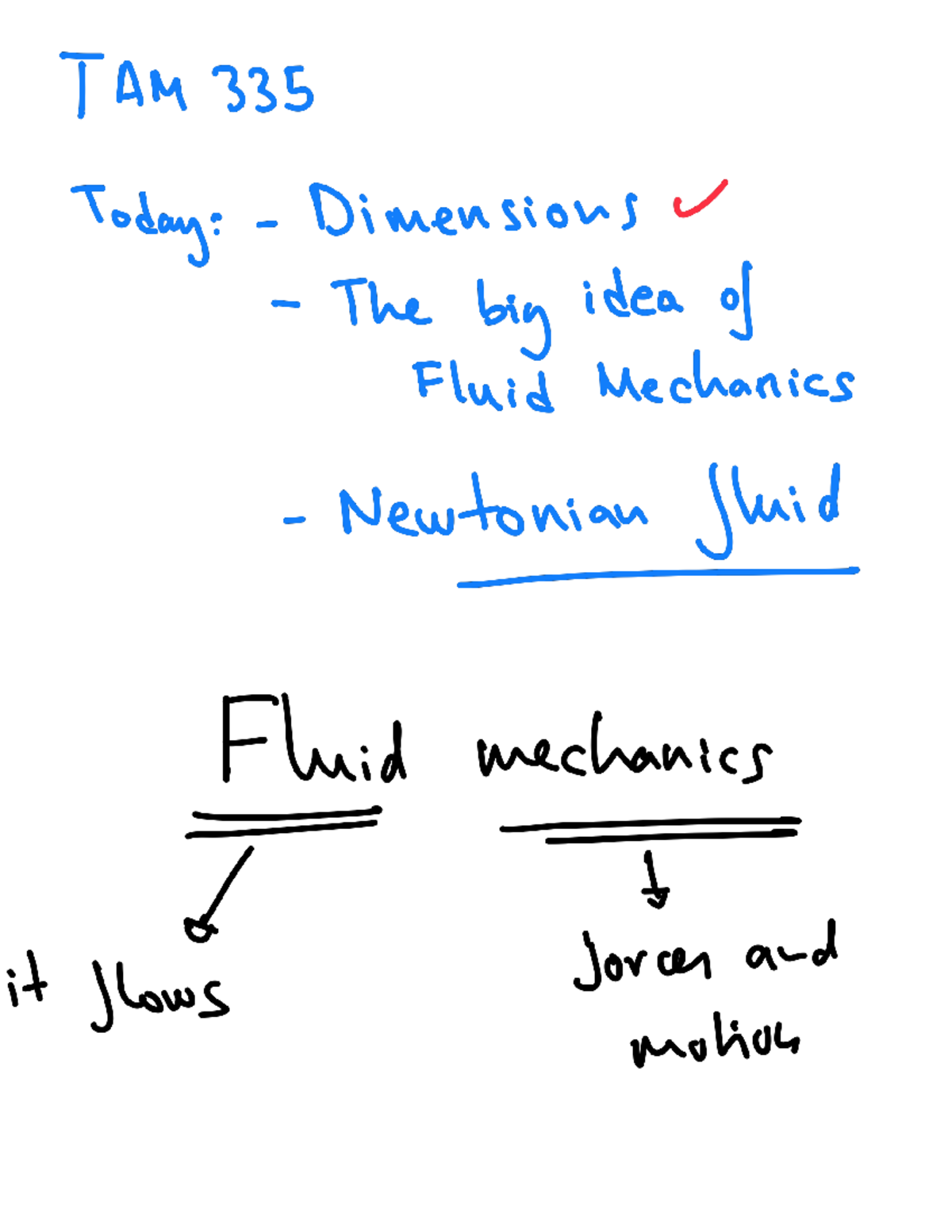 TAM 335 Lecture 1 Notes: Introduction to Fluid Mechanics Concepts - Studocu
