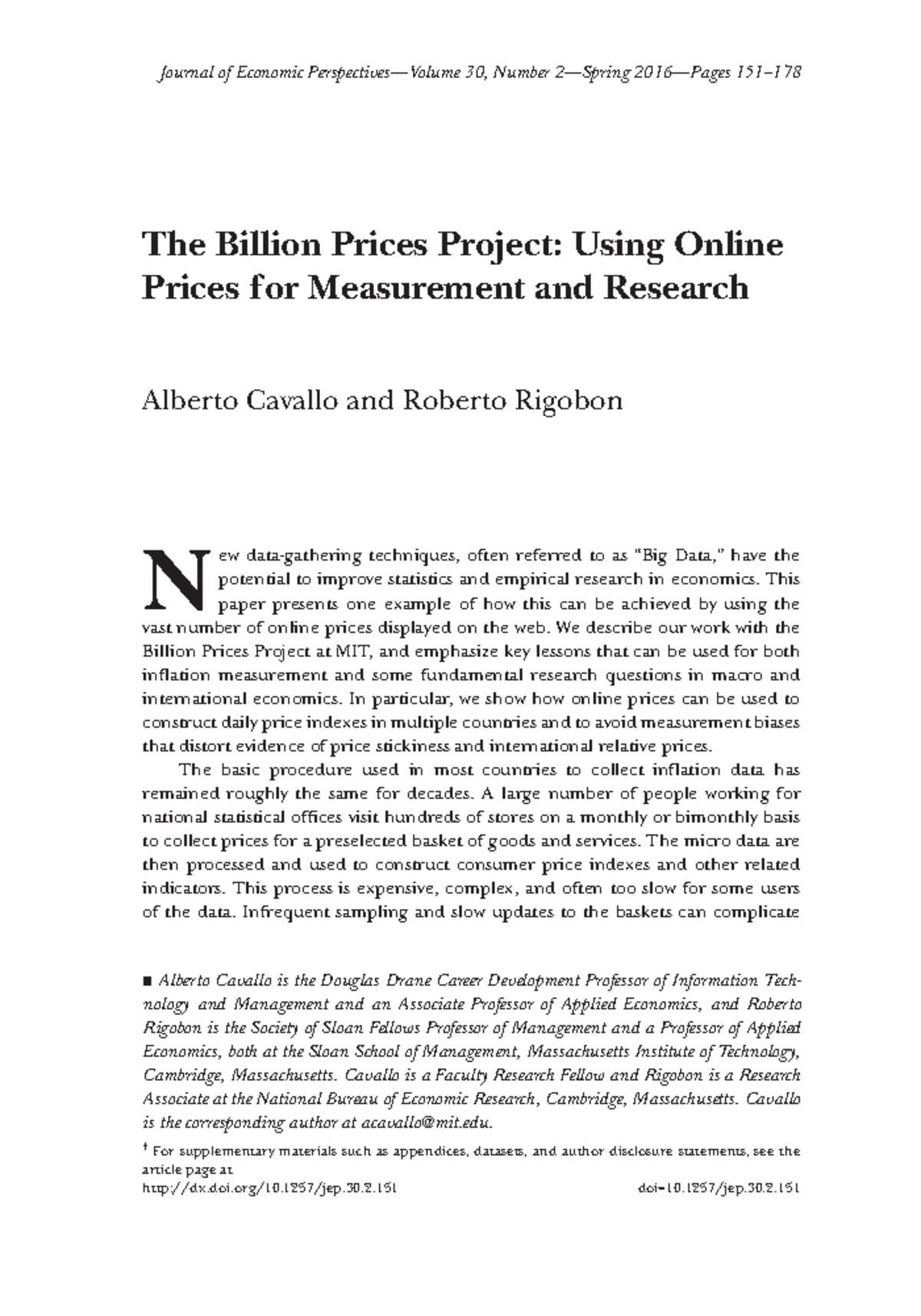 The Billion Prices Project: Enhancing Economic Measurement with Online ...