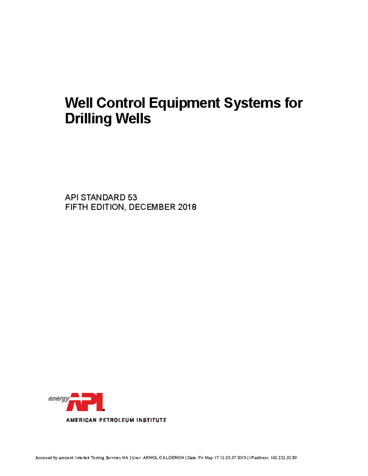 API Standard 53: Well Control Equipment Systems for Drilling - Document Preview