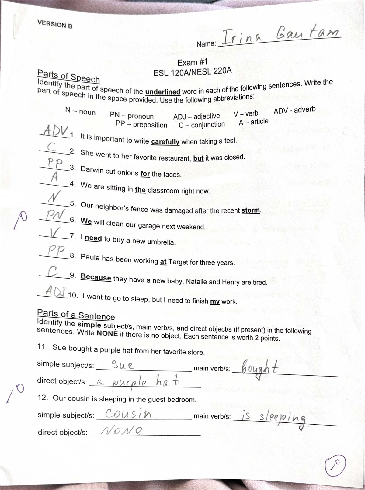 Comprehensive ESL Grammar Study Guide for Exam Prep (ESL 101) - Studocu