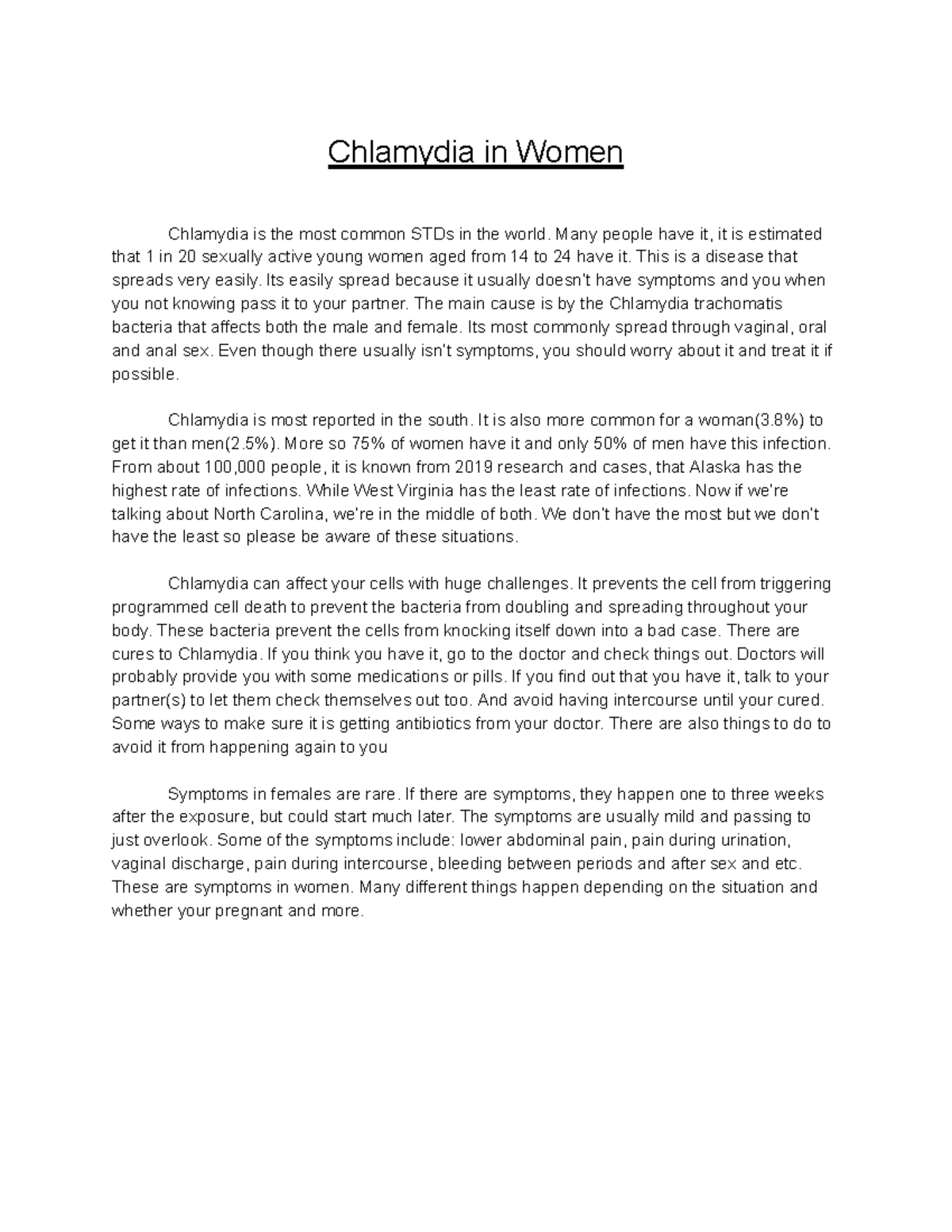 Cell Research Homework: Understanding Chlamydia in Women - Studocu