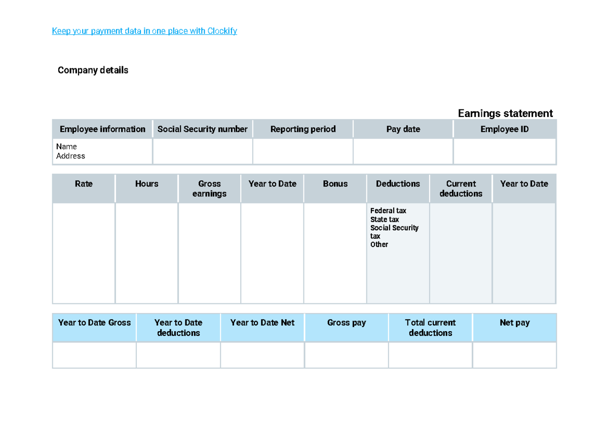 Basic Pay stub Template (Go to File and Make a Copy to edit the ...
