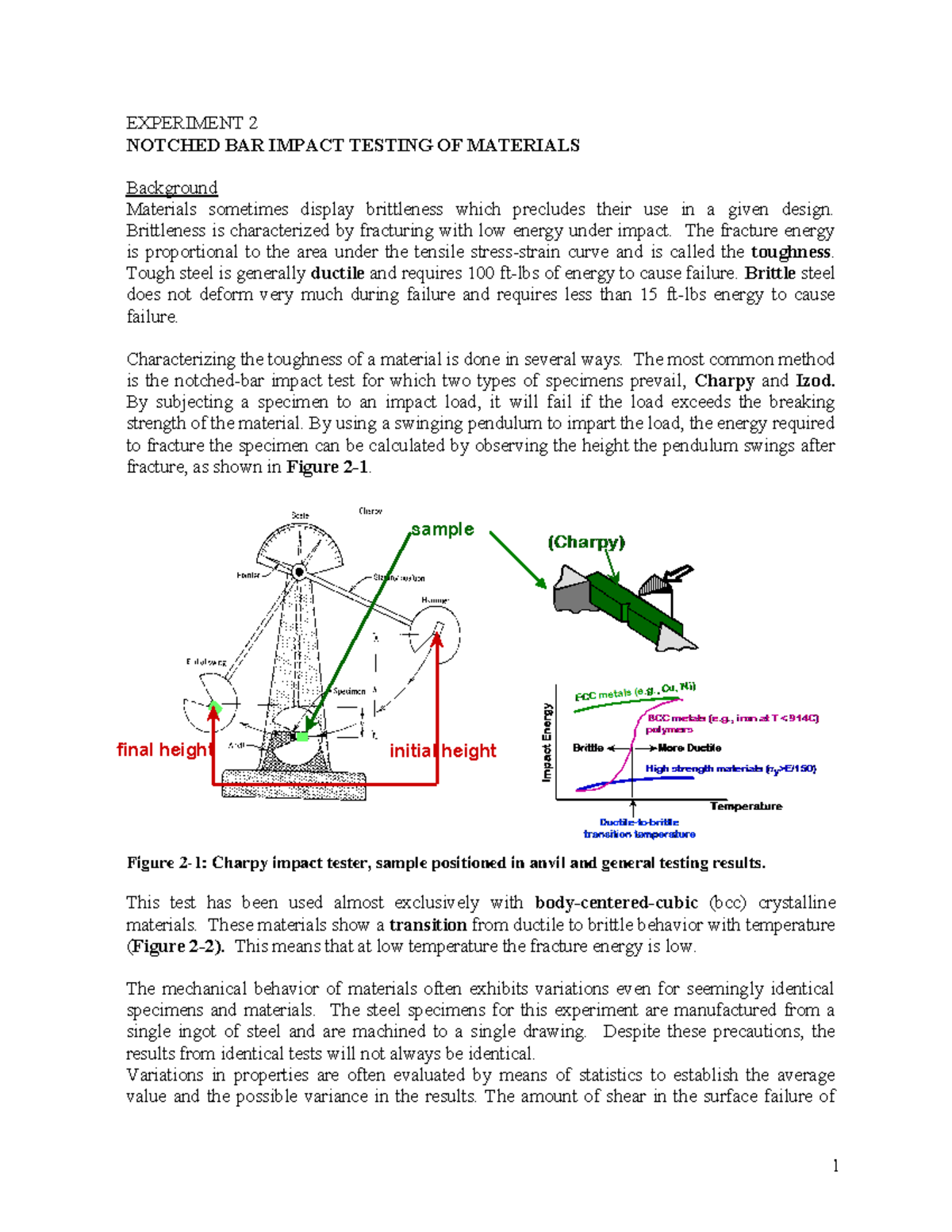 Charpy Impact Testing of 6061 Aluminum: Experiment 2 Report - Studocu