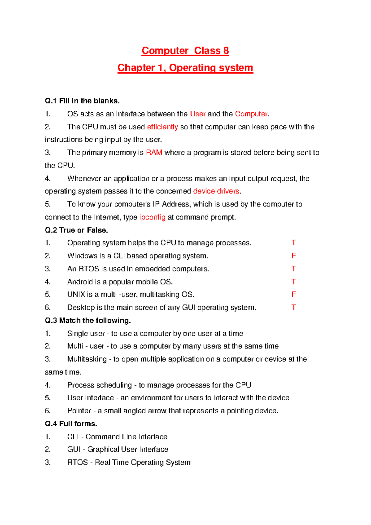 Computer Class 8: Chapter 1 - Operating System Overview and Functions ...