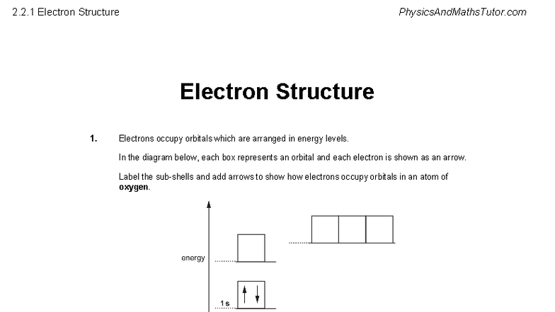 2.2.1 Electron Structure Quiz Paper - Studocu
