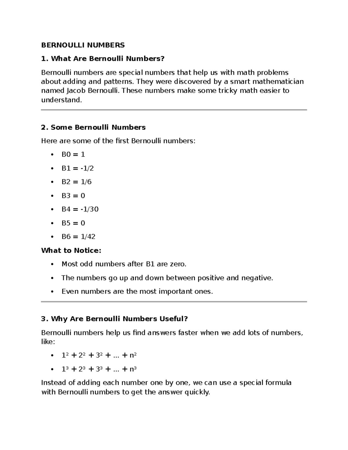 Bernoulli Numbers Explained: Key Concepts and Uses - Studocu