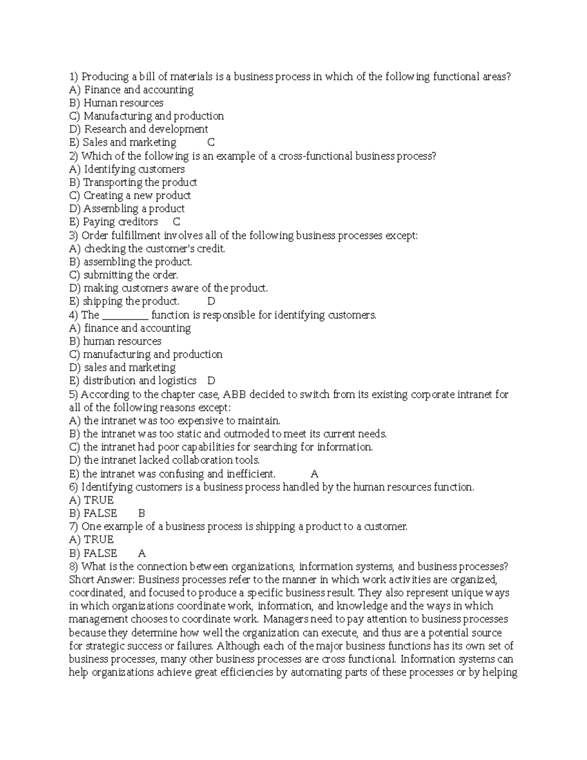 Business Processes Overview - Chapter 2 Notes for Course Code HHRTRFRY ...