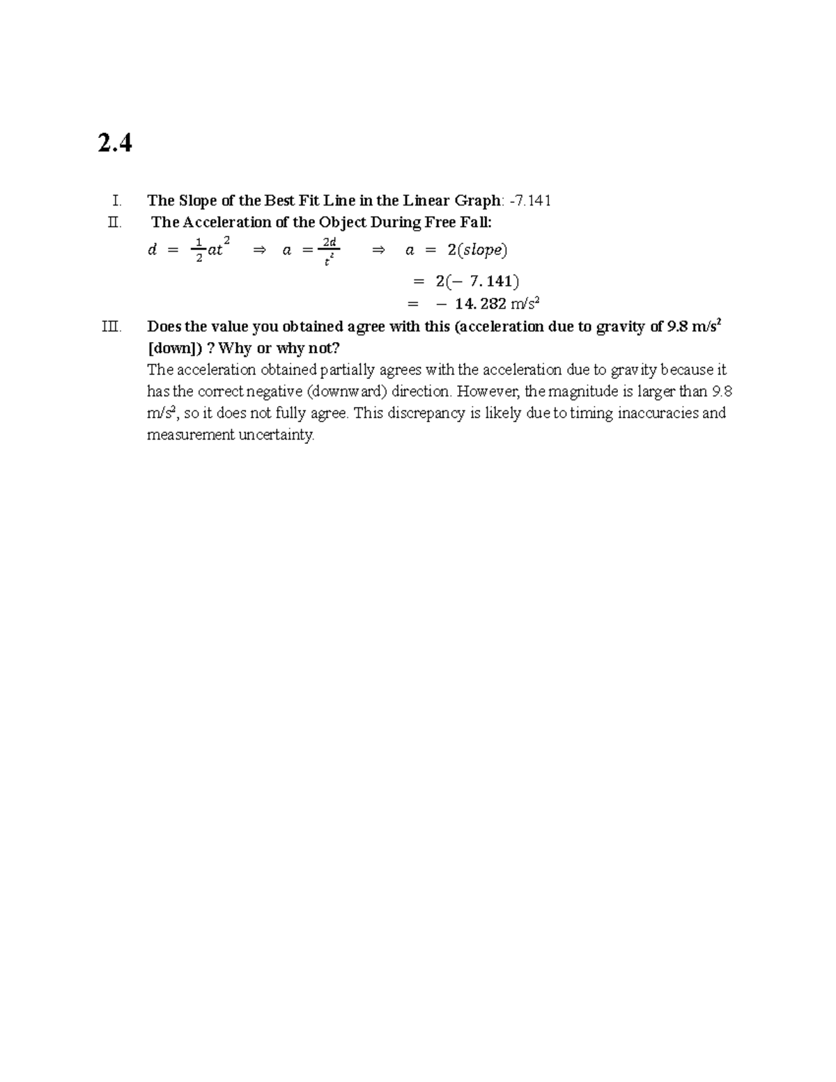 Lab 1 - Best Fit Line Slope & Free Fall Acceleration (Physics 1A03 ...