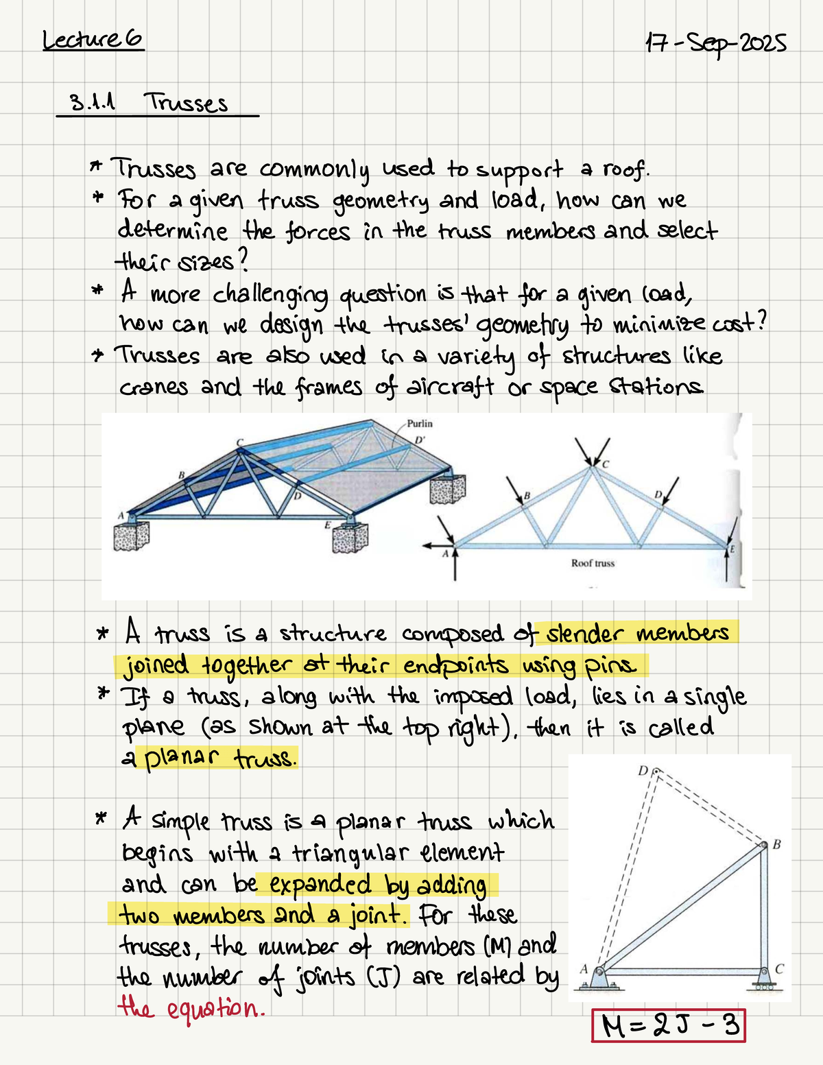 MECH 210/215 Midterm 2 Lecture Notes on Trusses and Frames - Studocu