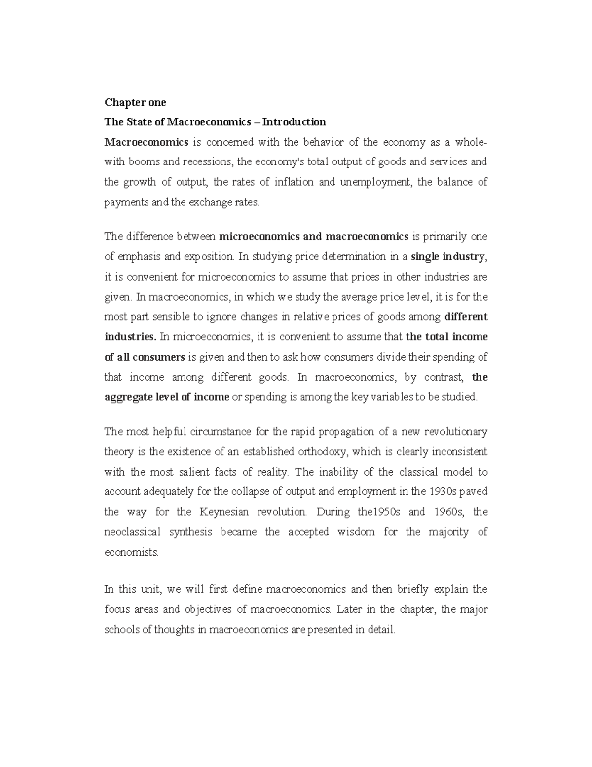 Macr ECON 101: Chapter 1 - Introduction to Macroeconomics Concepts ...