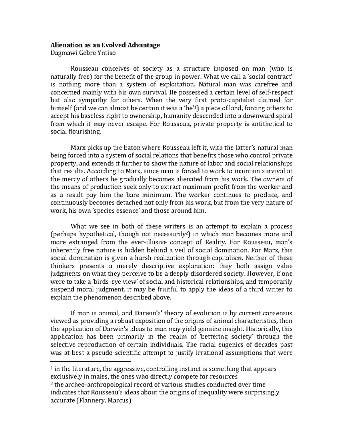 ENG 202: Alienation as an Evolutionary Adaptation in Society - Studocu