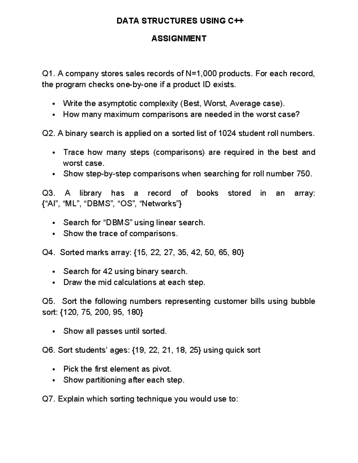 DATA STRUCTURES ASSIGNMENT: Q1-Q13 Solutions and Analysis - Studocu