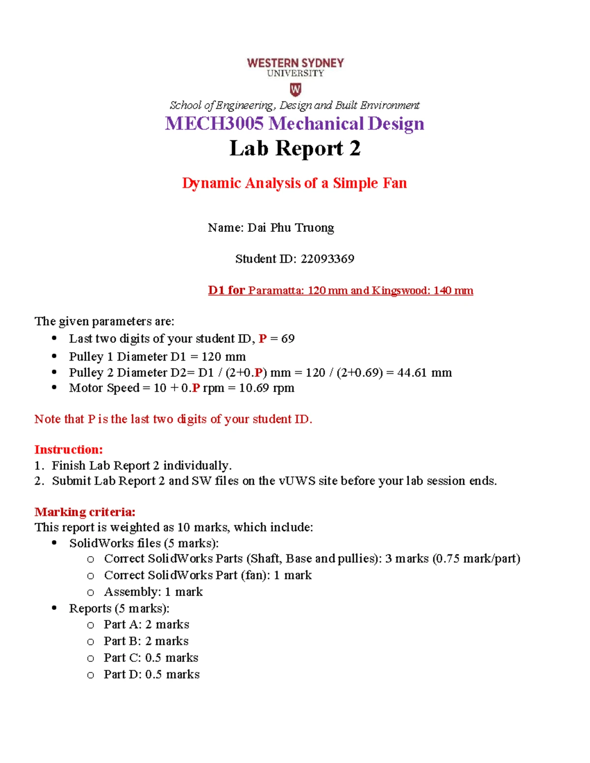 300040 Mechanics of Materials Lab Report Template: Exp 3 Deflection ...