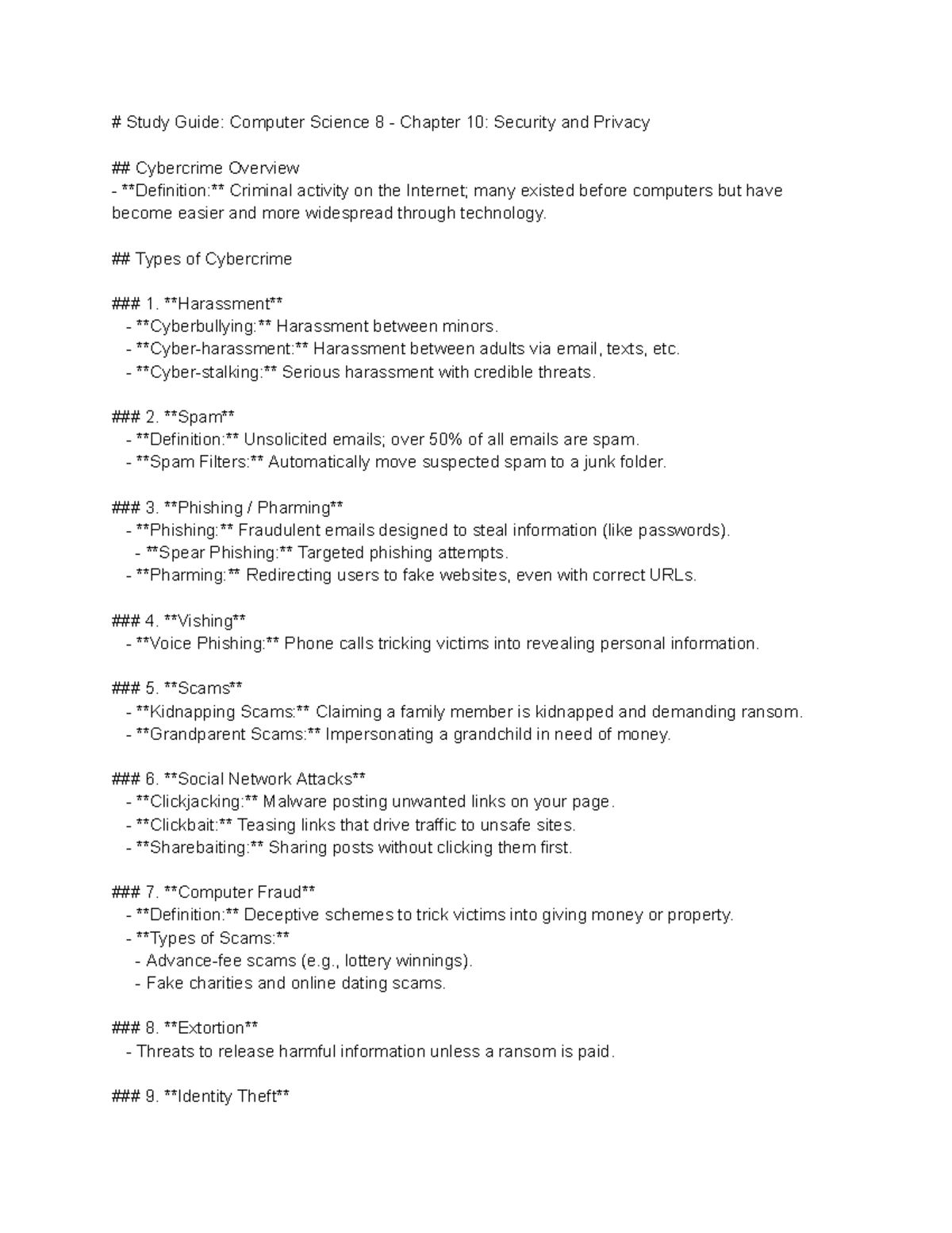Quiz 5 study guide - Study Guide: Computer Science 8 - Chapter 10 ...