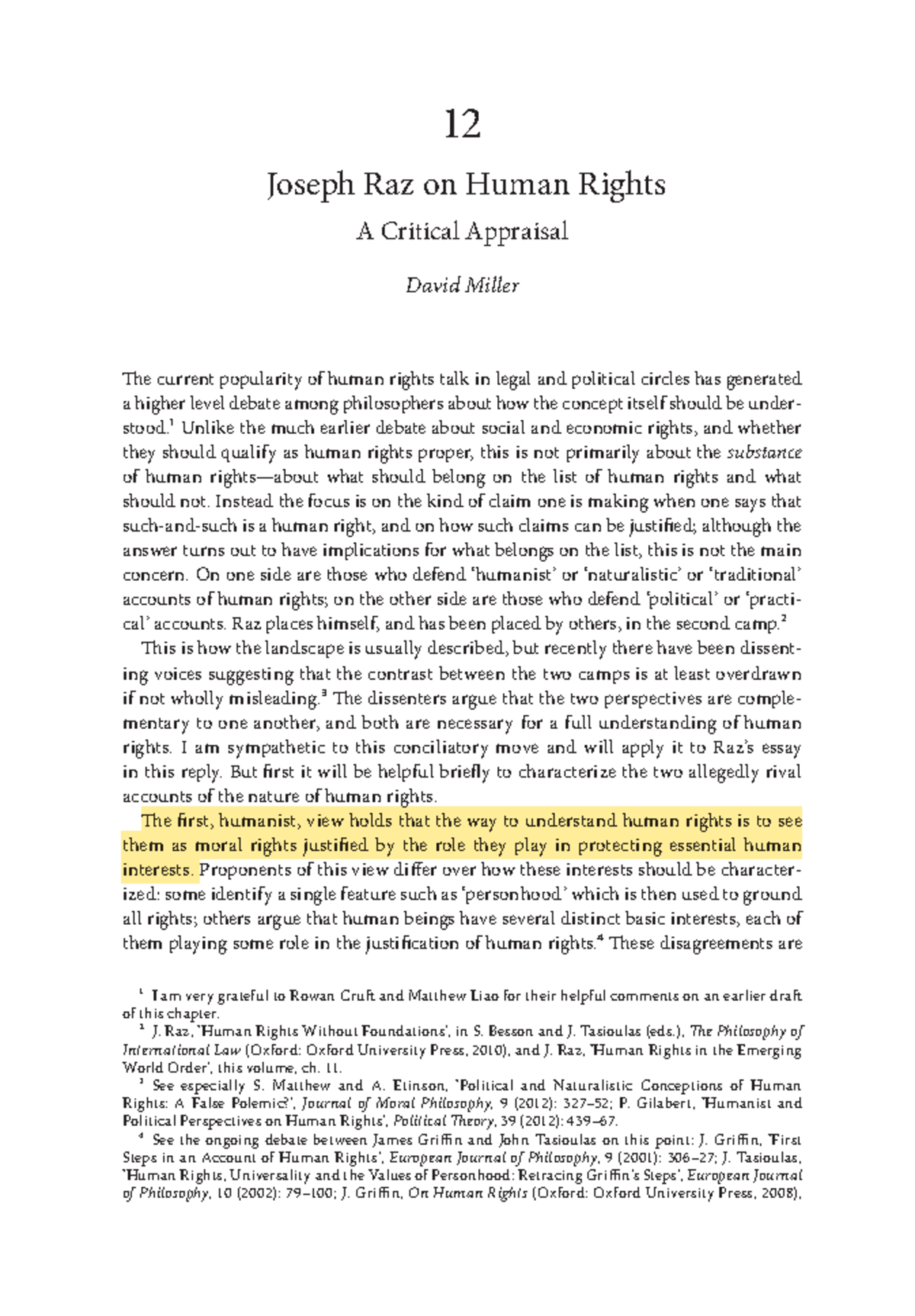 David Miller Joseph Raz on Human Rights A Critical Appraisal - 12 ...